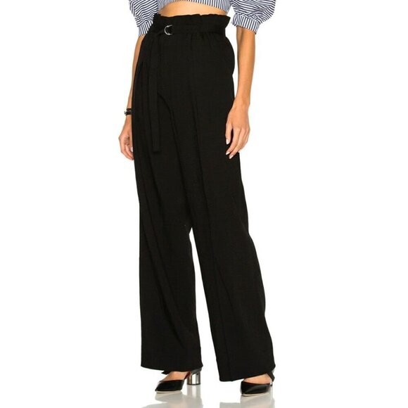 3.1 Phillip Lim Wide Leg Pants Womens 6 Black Paperbag High Waist Cinch Trouser - Picture 6 of 6